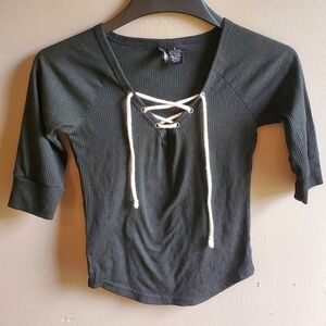 Ultra Flirt Black Lace-up Small Top